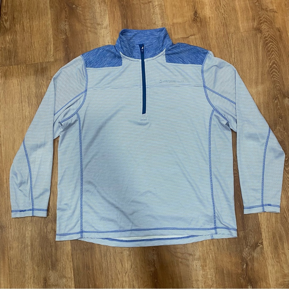 Vineyard Vines Blue and White 1/4 Zip Pullover Golf Performance Mens XL Striped